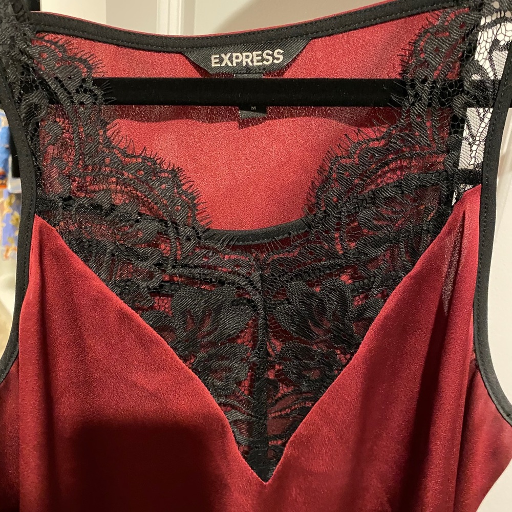 Express Burgundy Lace Tank Top